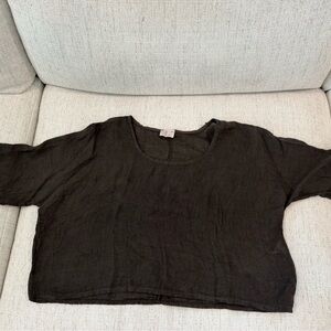 Elegant Black Linen Crop Top